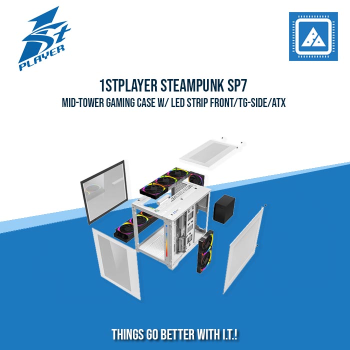 1STPLAYER STEAMPUNK SP7 MID-TOWER GAMING CASE W/ LED STRIP FRONT/TG-SIDE/ATX 1STPLAYER STEAMPUNK SP7 MID-TOWER GAMING CASE W/ LED STRIP FRONT/TG-SIDE/ATX